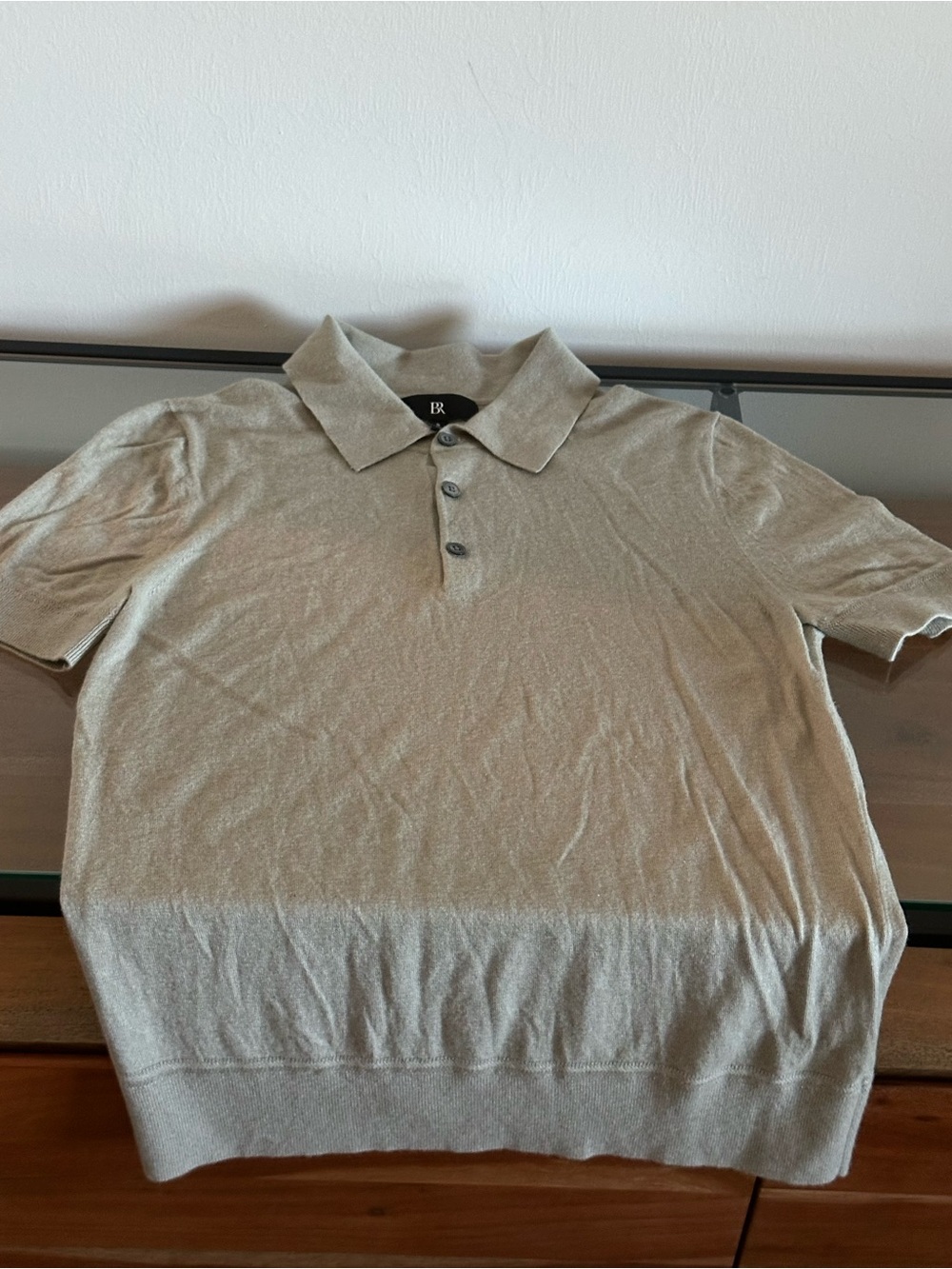 2024 Banana Republic Cashmere Silk Sweater Polo Men’s S Sandy Taupe Quiet Luxury